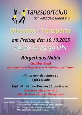 TSC-Nidda -  Discofox-Party am 10.10.2025