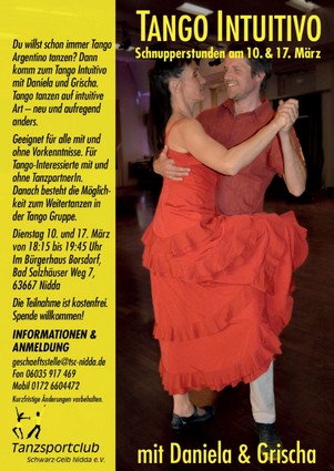 Tango Intuitivo - Schnupperstunde/n am 10. + 17.03.2026 beim TSC-Nidda